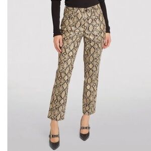 New GOOD‎ AMERICAN Snakeskin Print Faux Leather High Waist Pants Size 6 NWT